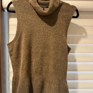 White House Black Market Sleeveless Brown Turtleneck Sweater